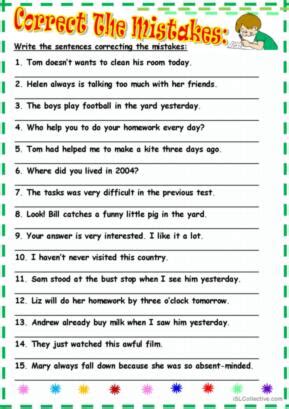 correct  mistakes english esl worksheets