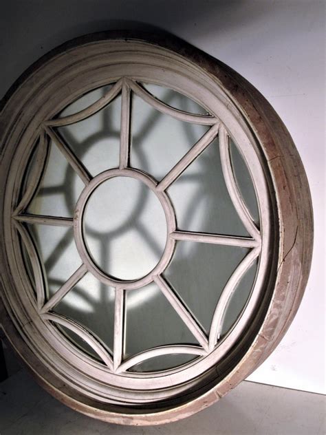 Antique Architectural Large Round Spider Web Window Mirror