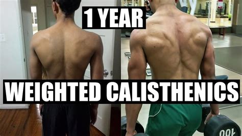 1 year weighted calisthenics transformation how i grew bigger back