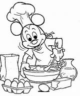 Mickey Coloring Cooking Pages Mouse Chef Disney Printable Pancake Cake Making Baking Kids Drawing Color Clipart Kitchen Print Popular Books sketch template