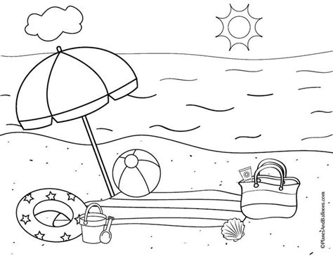 beach scene coloring page   umbrella life preserver