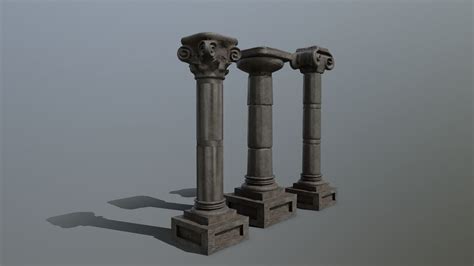 3d Model Pillar Set Three Columns Vr Ar Low Poly Cgtrader