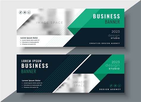 green abstract business banner design template   vector