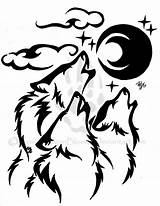 Wolf Howling Drawings Wolves Drawing Tribal Outline Tattoo Silhouette Moon Trio Stencil Deviantart Lobo Pack Cool Designs Tier Getdrawings Arte sketch template
