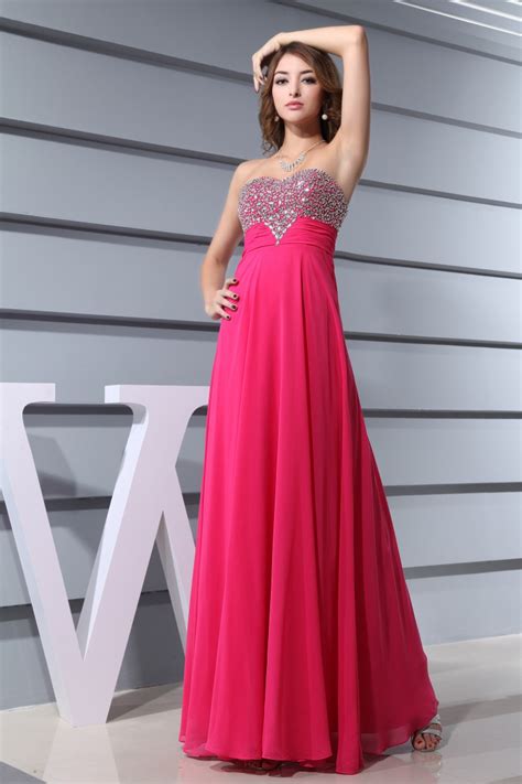 Hot Pink Prom Dresses With Diamonds 2015 For Women Fuschia