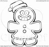 Santa Christmas Gingerbread Hat Cartoon Mascot Wearing Woman Coloring Clipart Outlined Vector Cory Thoman Regarding Notes sketch template
