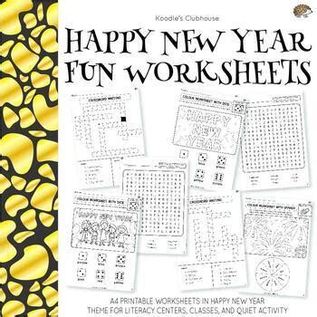 happy  year fun worksheets  koodlesch teachers pay teachers