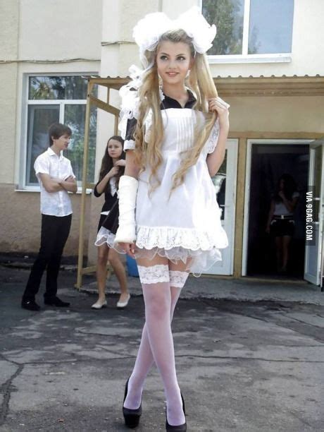 Russian School Girl On Graduation Day Girl Girl Celebrities Maid Outfit