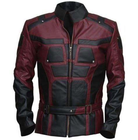 Men Charlie Cox Daredevil Costume Leather Jacket Maroon