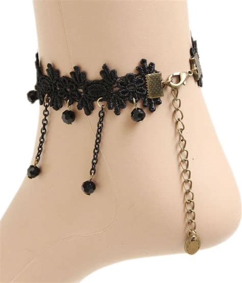Luxaim Black Lace Slave Anklets With Black Crystals Buy Luxaim Black