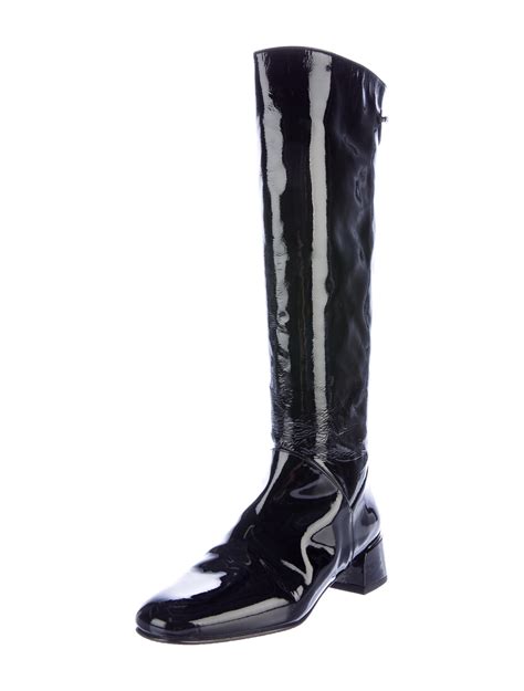 stuart weitzman patent leather knee high boots black boots shoes wsu  realreal