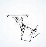 Ober Cameriere Piatto Waiter Dish Schaal Vectortekening Met sketch template