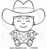 Cowboy Sitting Clipart Sheriff Cartoon Happy Kid Coloring Cory Outlined Thoman Vector Baby Clip sketch template