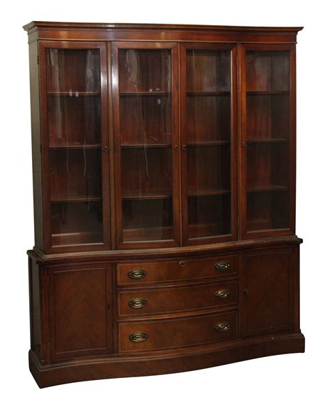 vintage curved glass front mahogany china cabinet olde good