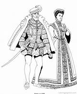 Renacimiento Kleurplaten 1550 Frankrijk Elizabethan Malvorlage Kleidung Stemmen Stimmen sketch template