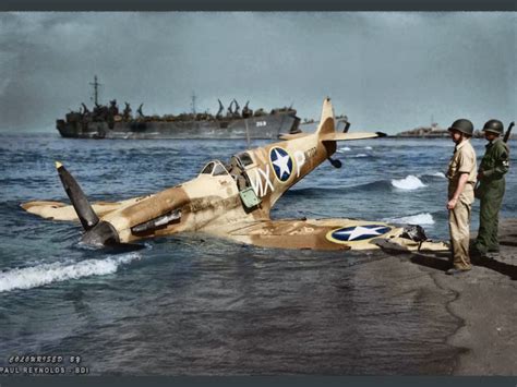 wreck   spitfire shot   landing operations location unknown normandy