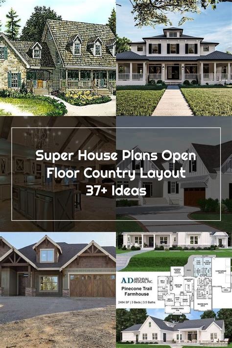super house plans open floor country layout  ideas   house plans country house plans