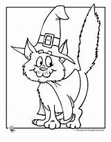 Halloween Coloring Cat Pages Scary Easy Witches Colouring Witch Cute Cartoon Color Printable Kids Clipart Print Sheets Preschool Kitty Clip sketch template