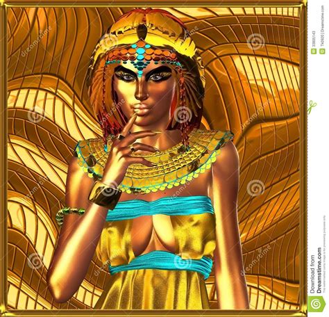Metallic Egyptian Queen On Abstract Background Stock