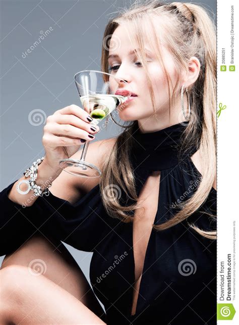elegant blond woman drink martini coctail stock image image 20885251