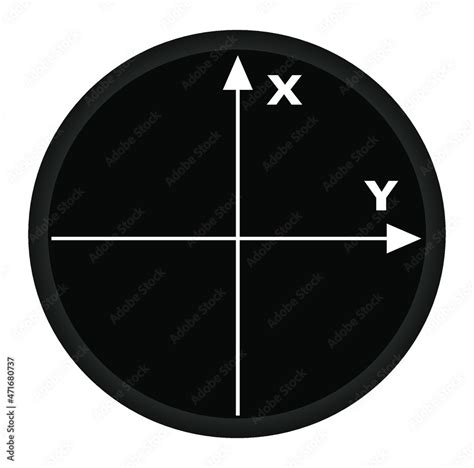 rounded icon on black background of cartesian x and y axes vector