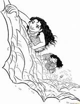 Maui Pages Moana Coloring Climbing Color sketch template