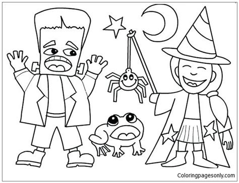 halloween costumes coloring page  printable coloring pages