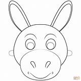 Donkey Mask Coloring Printable Pages Template Masks Animal Color Templates Cartoons Kids Animals sketch template