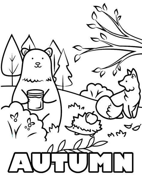 autumn coloring sheet  forest animals