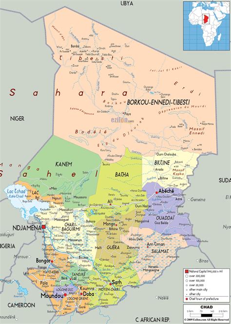 political map  chad ezilon maps