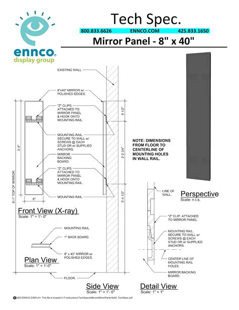 Mounted Wall Mirror For Eyewear And Sunglass Stores And Optical Practice