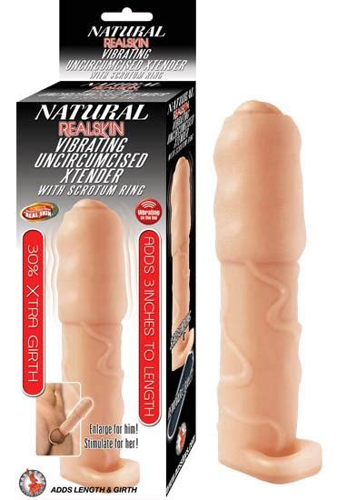 Natural Realskin Vibrating Uncircumcised Xtender Scrotum Ring Beige On