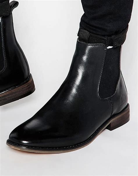 bellfield leather chelsea boots  black  men lyst