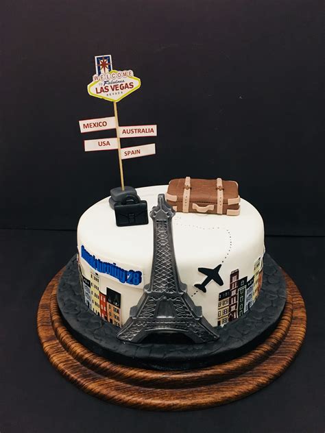 travel themed cake paris eiffel tower las vegas signboard