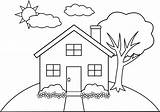 Coloring Easy Pages House Outline Buildings Library Clipart sketch template