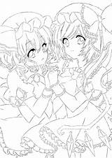 Sisters Lineart Coloring Anime Deviantart Twin Pages Scarlet Template sketch template