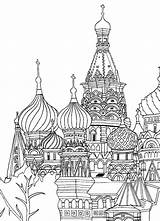 Coloring Kids Basil Moscow Cathedral Saint Square Fun Red Personal Create Cities sketch template