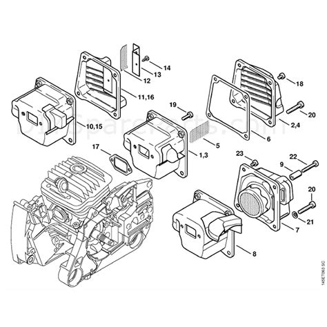stihl ms  chainsaw ms rz magnum parts diagram muffler