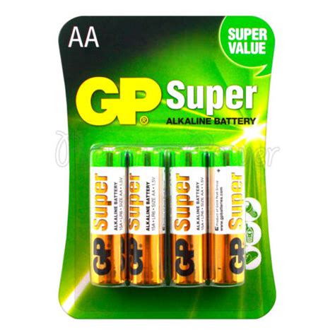 4 X Gp Alkaline Super Aa Batteries 1 5v Lr6 Mn1500 Mignon Pack Of 4 Ebay
