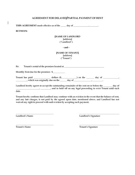 late rent payment agreement form legal forms  business templates