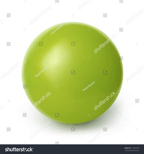 green ball isolated   white background  clipping path stock