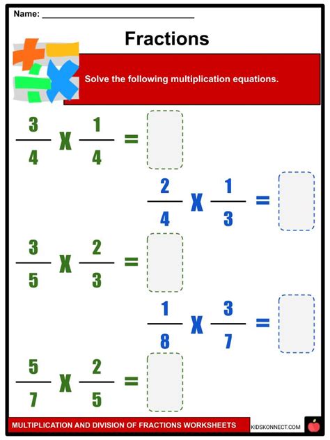 multiplication  division  fractions facts worksheets  kids