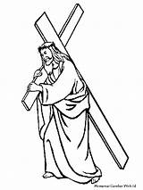 Yesus Salib Mewarnai Diwarnai Hitam Membawa Tuhan Kenaikan Minggu Sekolah Anak Paling Ayam Lembar sketch template