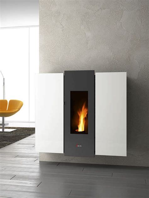 Pellet Heating Stove Contemporary Steel Wall Mounted