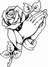 Hands Praying Coloring Cross Pages Drawing Rose Prayer Tattoo Roses Drawings Tattoos Crosses Stencil Hand Rest Peace Clipart Pencil Stencils sketch template