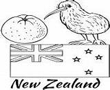 Flag Coloring Pages Zealand Kiwi Printable sketch template