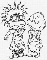 Rugrats Tommy Coloring Chuckie Pages Shirt Open Their Color Luna Cartoon sketch template