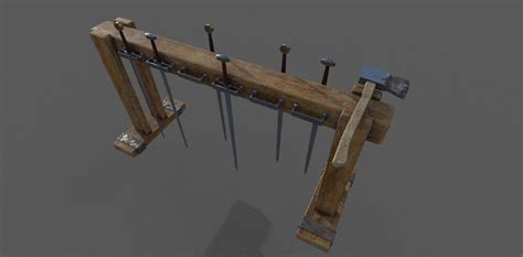 3d model medieval rack and swords vr ar low poly cgtrader