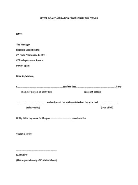 letter  authorization  utility bill owner docx