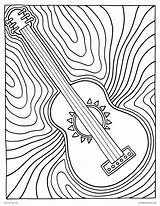 Coloring Pages Hobbies Guitar Printable Music Color Adults Kids Pop Culture Psychedelic Print Rainbow Getcolorings sketch template